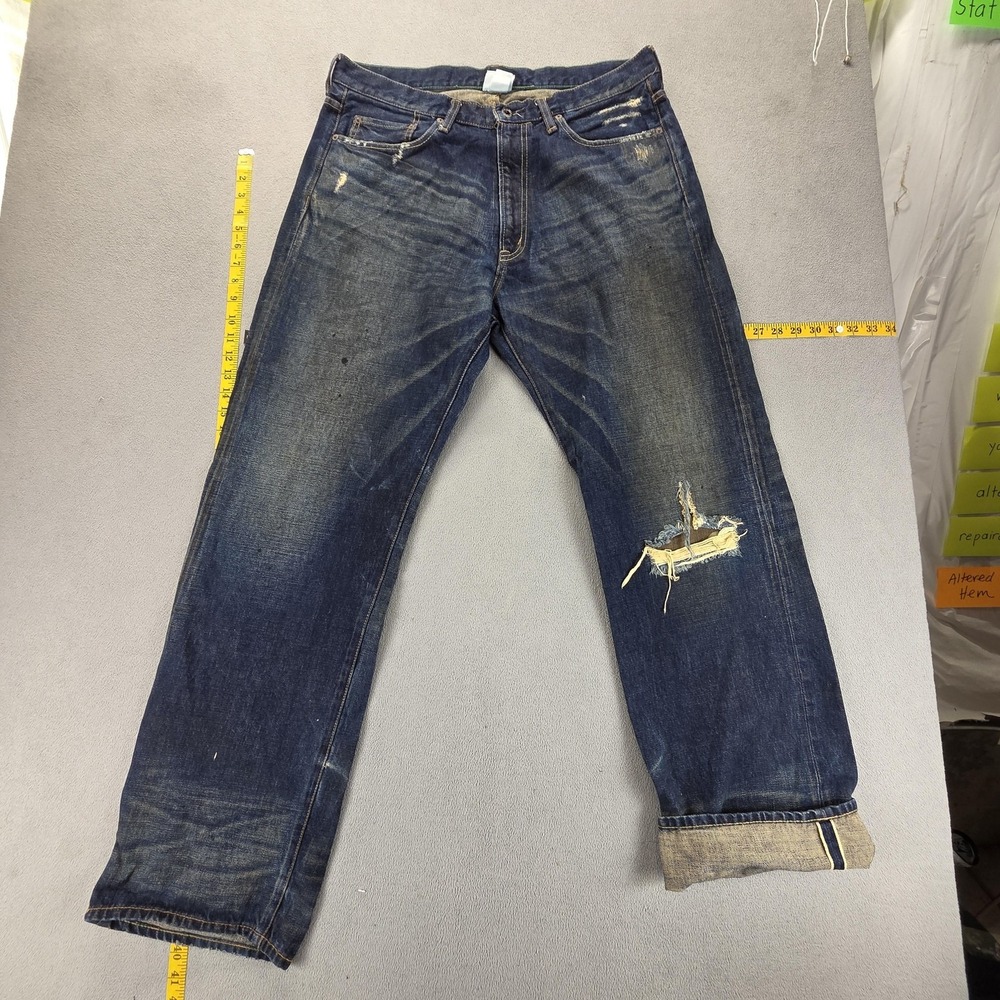 Selvedge Jeans Mens Japan Masterpiece Thrashed Whiskers Honeycomb Fits 34x32